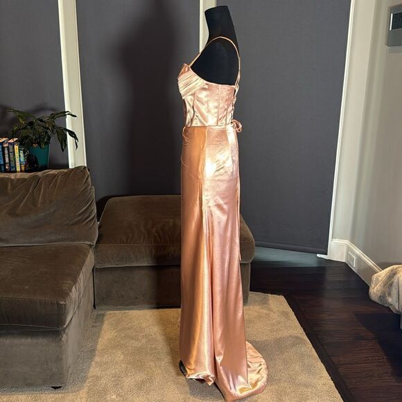 Women’s Full Length Prom Party Dress Criss Cross Straps Leg Slit Size 2 NEW - Picture 7 of 12